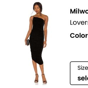 Lovers + Friends Black Ruched Asymmetrical Bodycon Dress